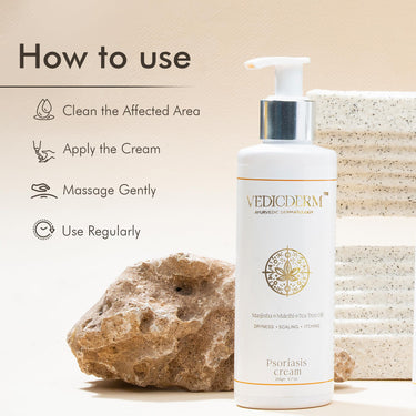 VEDICDERM Psoréa Cream with 2% Bakuchi Extract Skin Barrier Repair | Itching and Dryness Control | Natural, Chemical Free Formula for Psoriatic skin (200ml, Pack of 1)